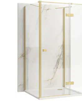 Sprchovacie kúty REA/S - Sprchovací kút Atlas 80x100 Brush Gold vpravo KPL-K4973