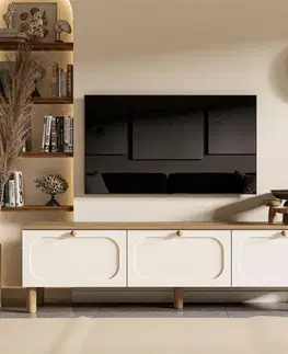 TV stolíky LEMANS TV stolík na nožičkách, biela/sepet