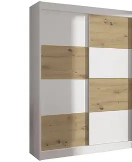 Šatníkové skrine Skriňa DUO 150 biela/artisan