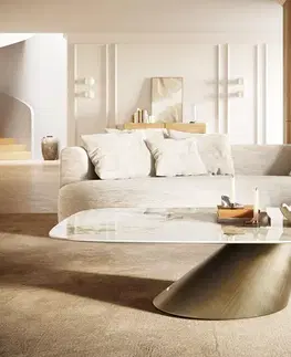 Konferenčné stolíky DELIFE Konferenčný stolík Edge zaoblený 140x80 cm keramika Minas Melange Conis metalická zlatá