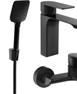 Kúpeľňové batérie MEXEN/S - Alexa SET umývadlová + vaňová batéria s príslušenstvom R62, čierna 71203R62-70