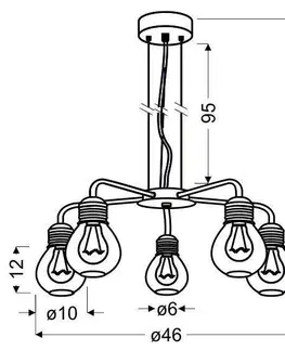Svietidlá Závesná lampa s chrómovým drôteným tienidlom 5x60W, nastaviteľná