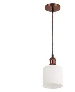 Svietidlá BRILAGI - LED luster na lanku RETRO GLASS 1xE27/60W/230V priemer 13 cm medená/biela NSTK7006+AI0179