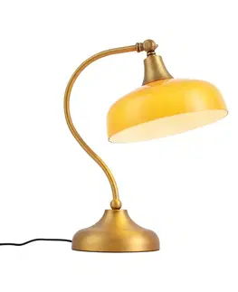 Stolné lampy Klasická stolná lampa bronzová s oranžovým opálovým sklom - Clerk