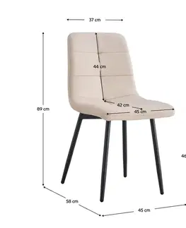 Jedálenské stoličky KONDELA Damia Typ 1 jedálenská stolička béžová (Velvet) / čierna