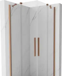 Sprchovacie kúty MEXEN/S - Velar Duo štvorcový sprchovací kút 100 x 100, transparent, meď kartáčovaná 871-100-100-02-65