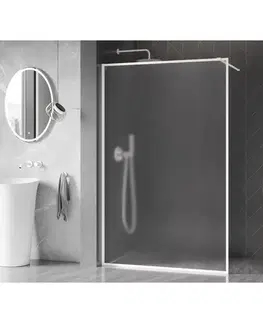 Sprchové dvere MEXEN/S - Kioto-F Sprchová zástena WALK-IN s rámom 120 x 202, dekor 8 mm, biela 800-120-104-20-30