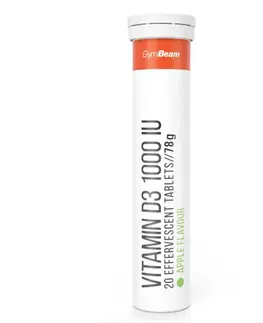 Vitamín D GymBeam Šumivý Vitamín D3 1000 IU 20 tab. zelené jablko
