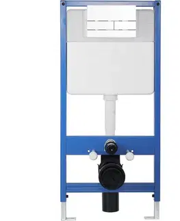 Záchody CERANO - Kompletný WC set Profi/Cesso - čierna matná - WC tlačidlo Line/Biela - predstenová inštalácia - 49x36 CER-8050BD84377