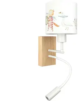 Svietidlá BRILAGI - LED Flex. lampa BOBO WOOD 1xE27/25W/230V + LED/3W dub/biela/zvieratká BG1565+BG5576
