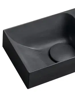 Kúpeľňové batérie SAPHO - PICCOLINO betónové umývadlo 30,8x17cm, batéria vpravo, antracit mat PK30516