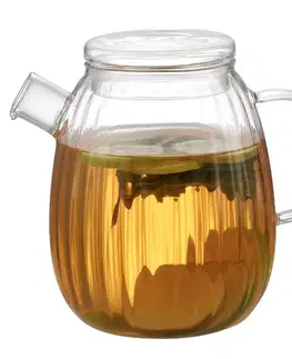 Poháre 4Home Sklenený džbán s viečkom Stripe Hot&Cool, 1 l