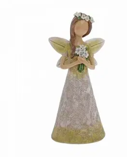 Veľkonočné a jarné dekorácie Kinekus Postavička víla 25 cm, polyrezín, bielo-zelená