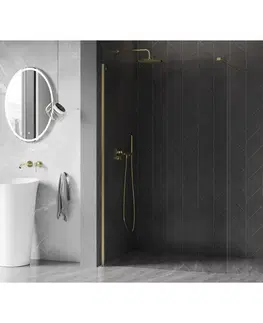 Sprchové dvere MEXEN/S - Kyoto-X Sprchová zástena WALK-IN 50 x 200, transparent 10 mm, zlato kefovaná 800-050-101-55-00-X