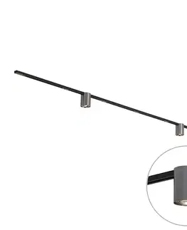 Koľajnicové svetelné systémy Moderný koľajnicový systém čierny s 2 reflektormi gunmetal 1-fázový - Iconic Rondoo Up
