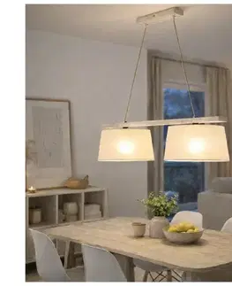 Svietidlá  Luster na lanku AIDA 2xE27/60W/230V pr. 35 cm dub/biela LD 2.98 BIAŁY