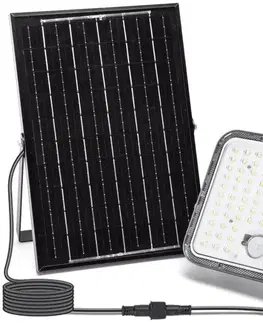 LED osvetlenie  B.V.  - Stmievateľný solárny LED reflektor so snímačom, 120 W, 3,4 V, IP66 + diaľkový ovládač B1020133R