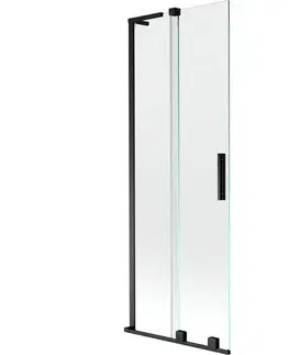 Sprchové dvere MEXEN/S - Velar L dvojkrídlová posuvná vaňová zástena 70 x 150, transparent, čierna 896-070-003-01-70