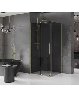 Sprchovacie kúty MEXEN/S - Velár sprchovací kút, posuvné dvere 130 x 85, grafit, zlato 871-130-085-41-50