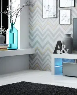 TV stolíky CAMA MEBLE Solo tv stolík biela / sivý lesk