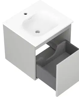 Kúpeľňový nábytok MEXEN/S - Orio kúpeľňová skrinka 50 cm s umývadlom Vela, 1 šuplík, šedá mat/biela mat 91A10-05047-1-BF62-W23M01