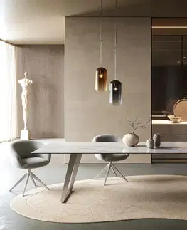 Jedálenské stoly DELIFE Jedálenský stôl Edge 300×100 cm keramika onyx perla nerezová oceľ skosený