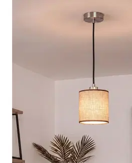 Svietidlá BRILAGI - LED luster na lanku NUBILA 1xE27/60W/230V pr. 14 cm čierna/hnedá EG32517+BG1583