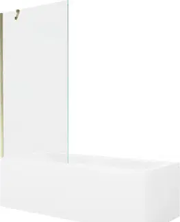 Sprchové dvere MEXEN/S - Cubik obdĺžniková vaňa 170 x 70 cm s panelom + vaňová zástena 90, transparent, zlatá 550317070X9509000050