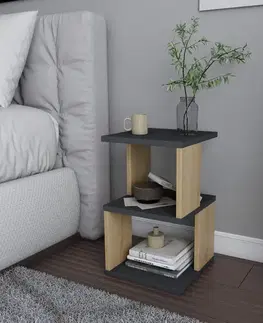 Nočné stolíky Nočný stolík Carter - Anthracite, Oak