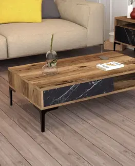 Konferenčné stolíky Konferenčný stolík Istanbul - Walnut, Black Marble