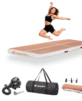 Žinenky Airtrack inSPORTline Airstunt 300x100x10 cm mocha mousse s elektrickou pumpou