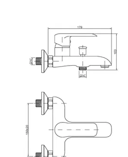Kúpeľňové batérie INVENA - Vaňová batéria SIROS čierna BW-90-004-A