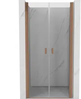 Sprchovacie kúty MEXEN - MIST dverná časť (d+d) 85x200 cm 6mm meď kartáčovaná, číra 8A7-085-000-65-00
