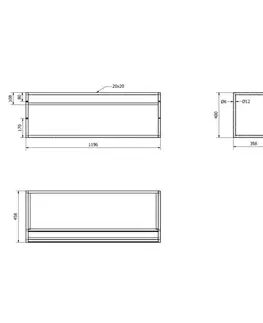 Kúpeľňový nábytok SAPHO SKA konzola pod umývadlo/pod dosku 1200x400x460mm, čierna mat, s bielou MDF policou SKA104