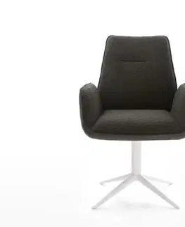 Jedálenské stoličky DELIFE Jedálenská stolička Zoa-Flex zmiešané materiály čierna krížová podstava biela 360° otočný hojdacia funkcia vrecková pružina
