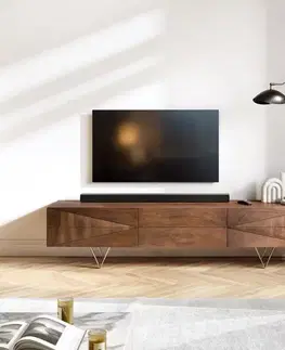 Televízne stolíky DELIFE Dizajnový TV stolík Wyatt 175 cm akácia hnedá 1 výklopné dvierka