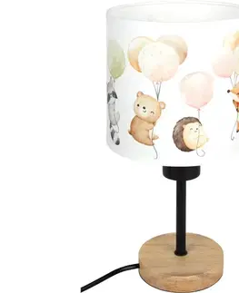 Lampy BRILAGI - Stolná lampa BOBO WOOD 1xE27/25W/230V dub/čierna/biela/zvieratká BG1567+BG5577