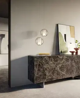 Komody DELIFE Komoda Cuor 180 cm keramika emperador extra leštená tmavohnedá 2 dvierka 3 zásuvky podstava závesná nerezová oceľ