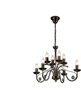 Svietidlá  Luster na reťazi DONATO 8xE14/40W/230V LM 8.29 CZARN