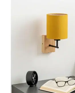Svietidlá BRILAGI - Nástenné svietidlo NUBILA WOOD 1xE27/25W/230V dub/čierna/žltá BG1561+BG2452