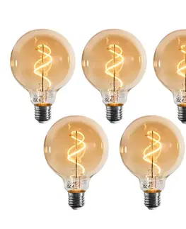LED osvetlenie Sada 5 stmievateľných LED žiaroviek E27 so špirálovým vláknom G95 zlatá 4W 270 lm 2100K