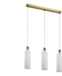 Svietidlá Light Prestige Závesný luster PIEGA na lanku 3xE14/40W/230V mosadz/biela LP-939/3L white