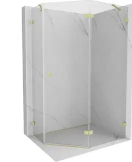 Sprchovacie kúty MEXEN/S - Lunar sprchovací kút päťboký krídlový pravá 100 x 100, transparent, zlato kartáčovaná 831-100P-100L-55-00-P