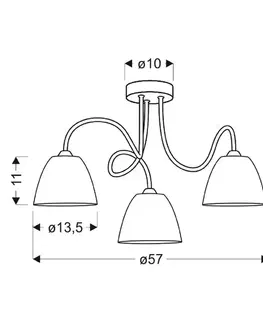 Stropná svetla Chrómová stropná lampa, sklenené tienidlo, 3x40W, E14, Elf