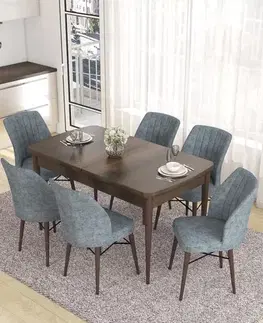 Jedálenské sety Extendable Dining Table & Chairs Set (7 Pieces) Eva - Baroque, Grey