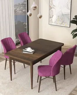 Jedálenské sety Dining Table & Chairs Set (5 Pieces) Arp - Baroque, Purple