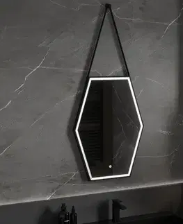 Kúpeľňové zrkadlá MEXEN - Orlá zrkadlo s osvetlením 60 x 80, LED 6000K, čierny rám 9815-060-080-611-70
