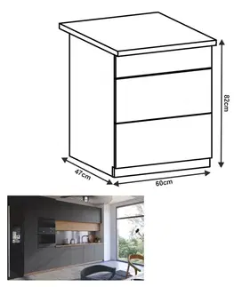 Kuchynské dolné skrinky KONDELA Langen D60S3 dolná kuchynská skrinka dub artisan / sivý mat