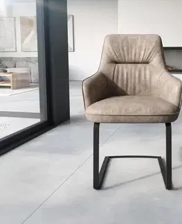 Jedálenské stoličky DELIFE Jedálenská stolička Zelia-Flex s opierkami mikrovlákno taupe vintage jedálenská stolička plochá čierna vrecková pružina