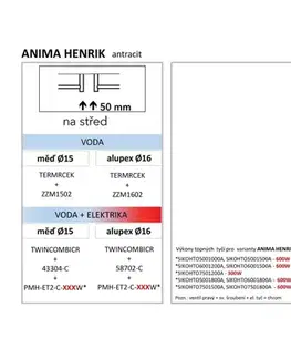 Radiátory do kúpeľne SIKO - Radiátor kombinovaný Anima Henrik 113x60 cm antracit SIKOHTO6001200A SIKOHTO6001200A
